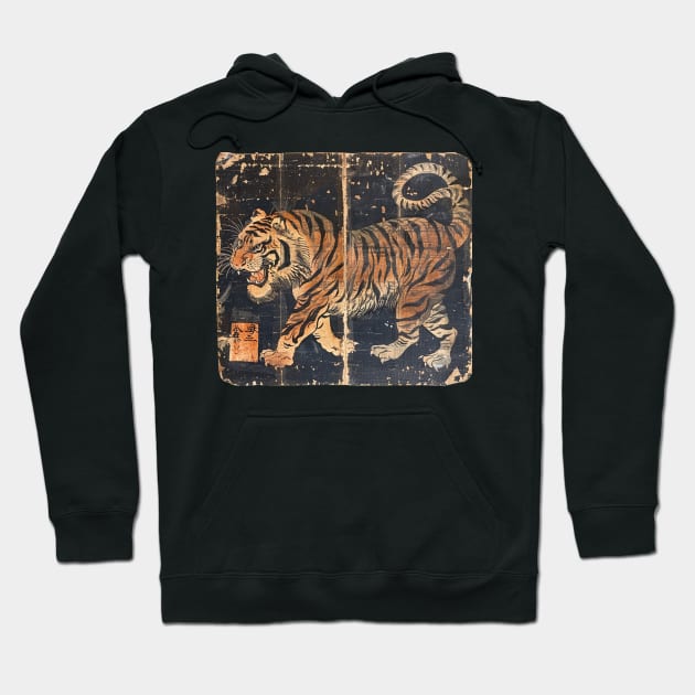 TIGER VINTAGE WOODBLOCK PRINT Hoodie by SHAKIR GAUTAMA 